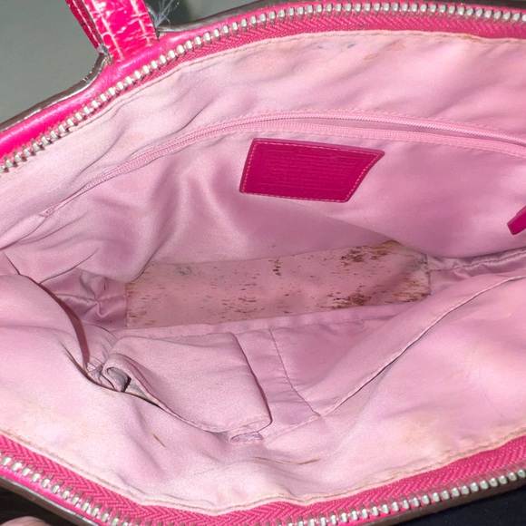 Coach raspberry pink patent stitched leather zip top bag - Picture 9 of 9